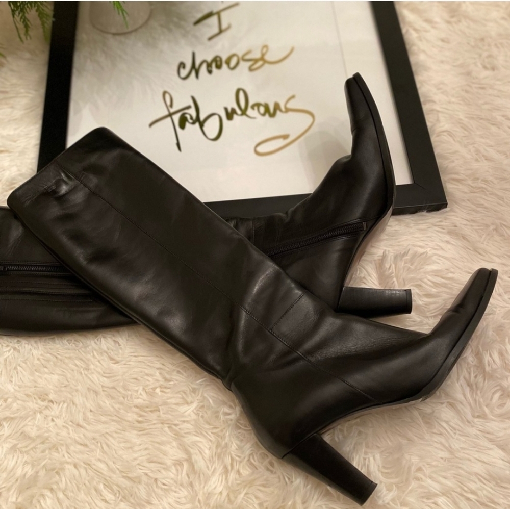 DUO Leather Knee High Boots Black EU Sz 39 Excellent Like New Prialpas Gomma